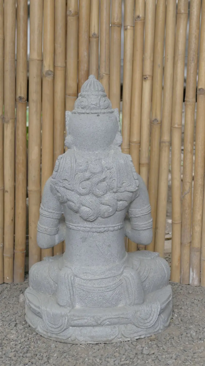  Product image 5 of the product “Seated Dewi Sri, position chakra turning the wheel, 79 cm high riverstone grey, modell with sativa ”